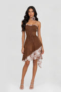 Mocha Floral Denim Mini Dress