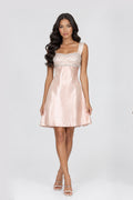 Blush Pearl Satin Mini Dress