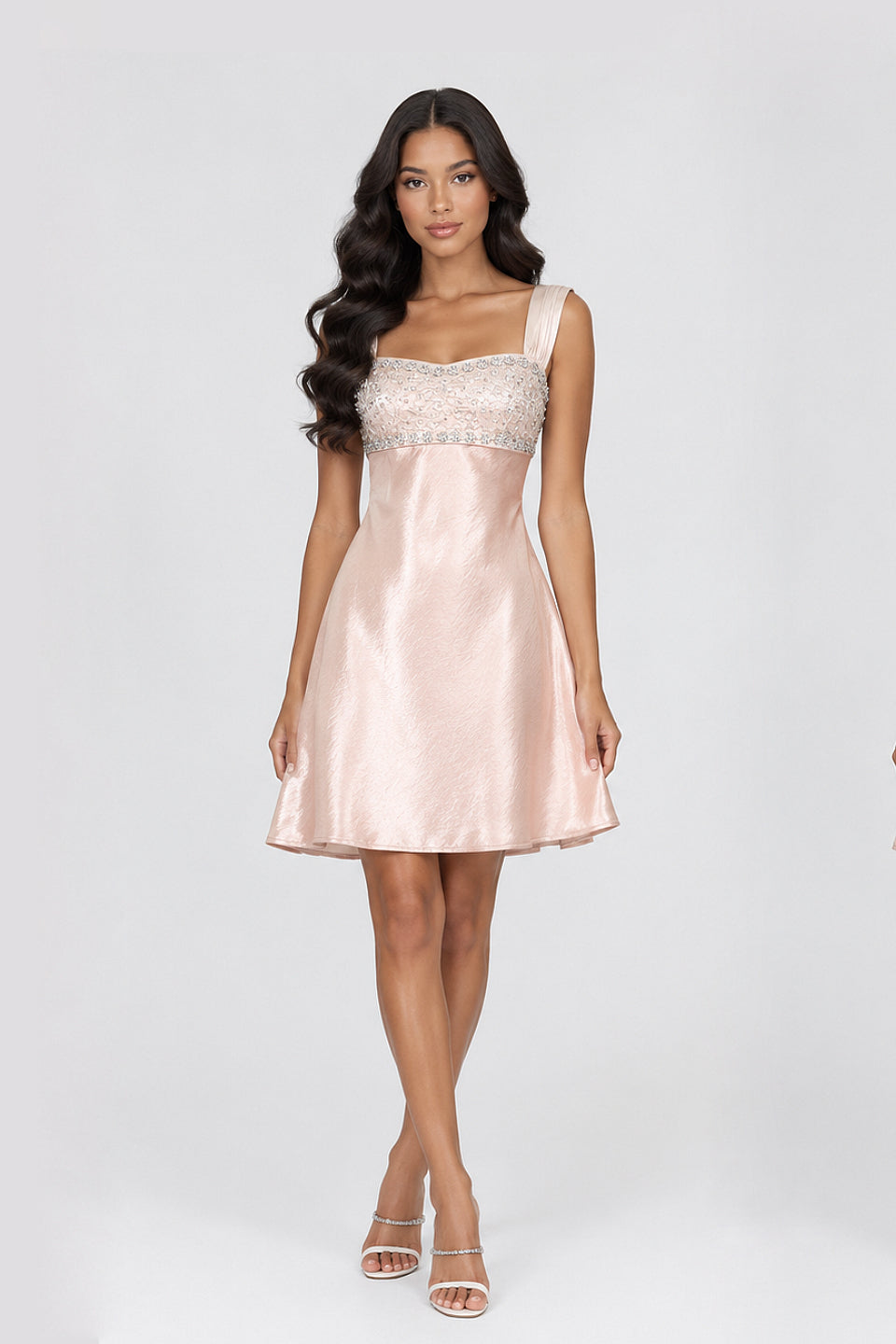 Blush Pearl Satin Mini Dress