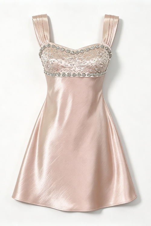 Blush Pearl Satin Mini Dress