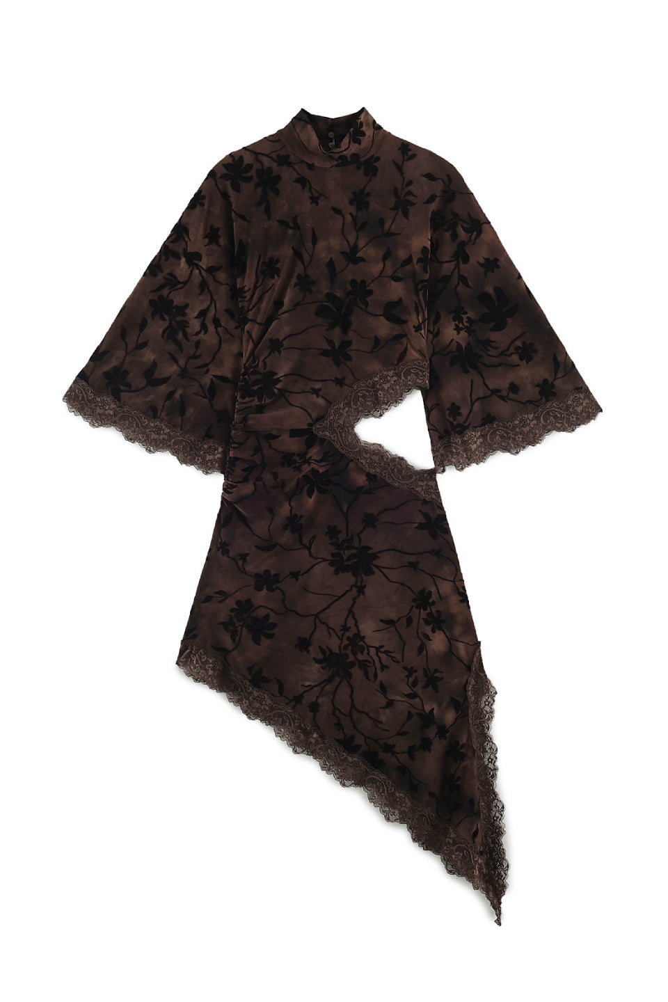 Mocha Floral Mesh Midi Dress