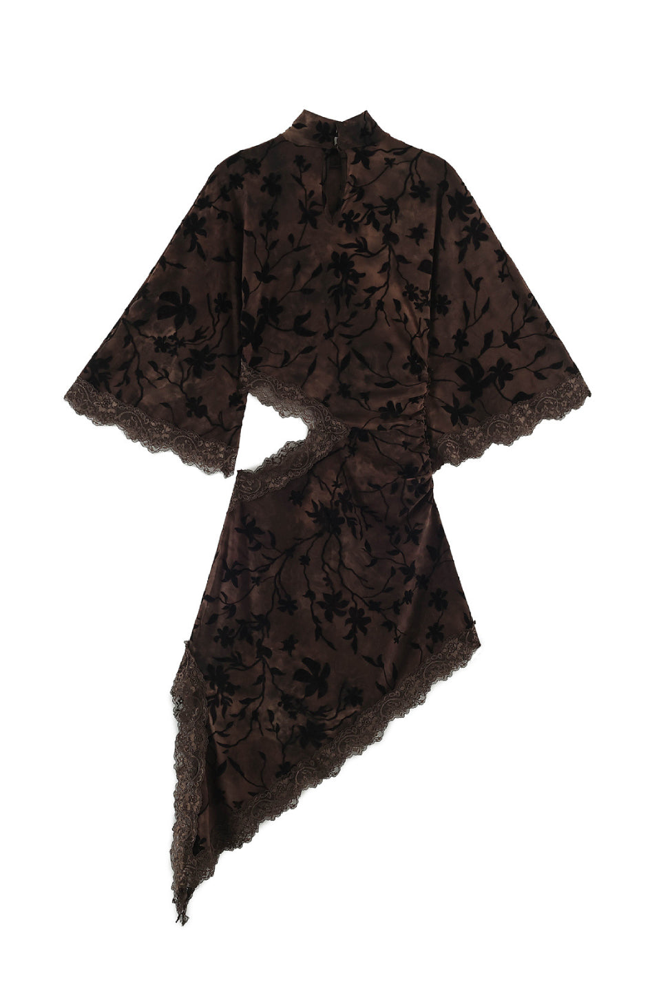 Mocha Floral Mesh Midi Dress