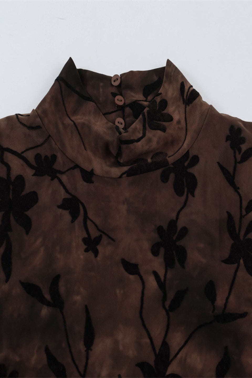 Mocha Floral Mesh Midi Dress