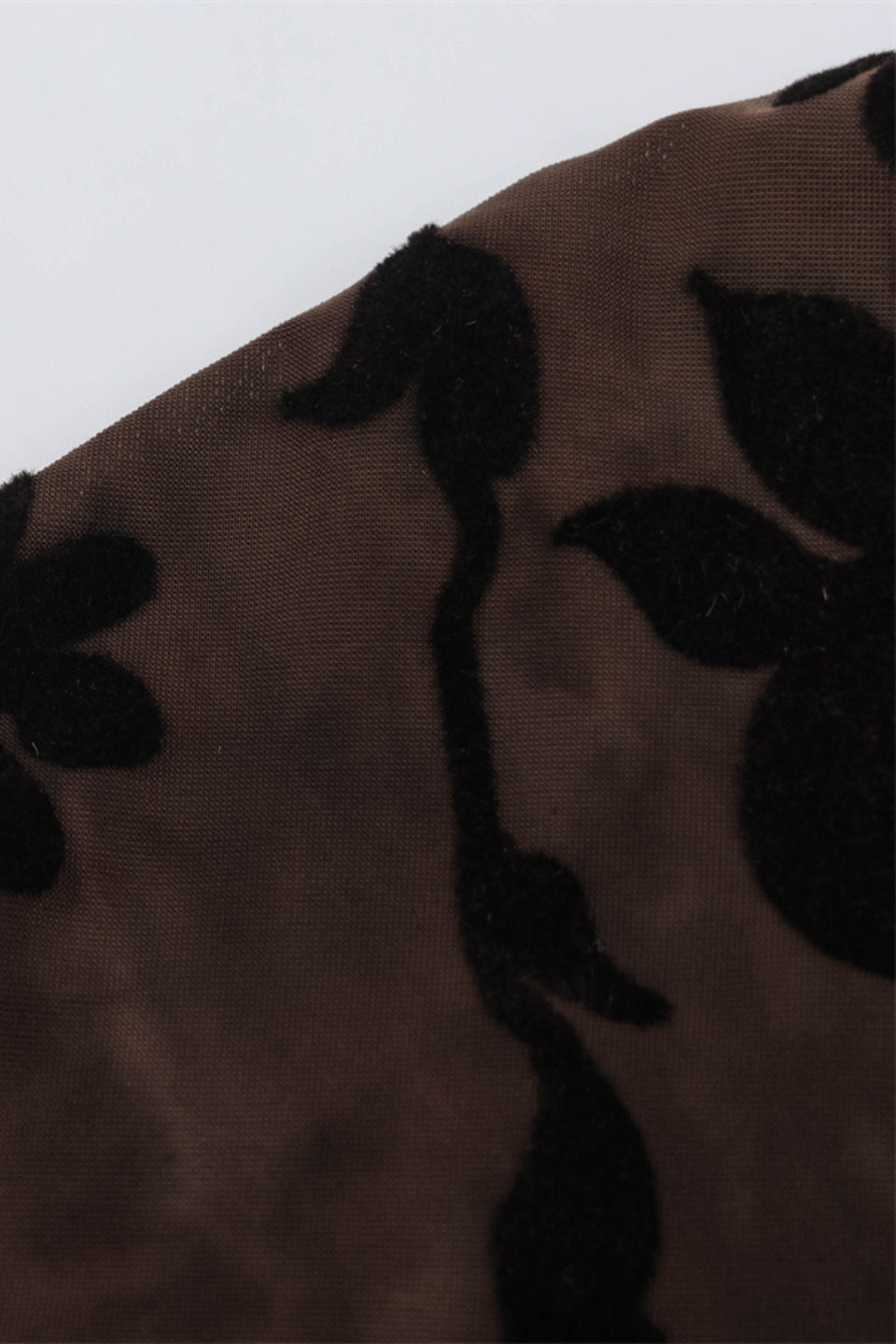 Mocha Floral Mesh Midi Dress