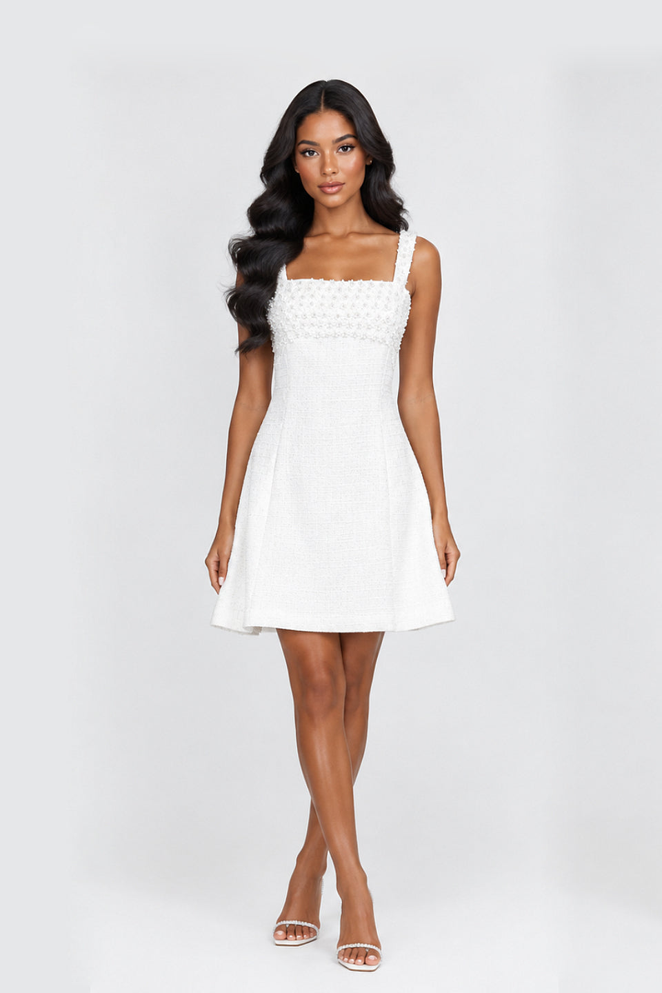 Ivory Daisy Tweed Mini Dress