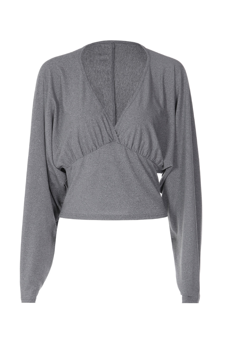 Grey Ruched Wrap Crop Top