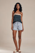 Teal Lace Satin Cami Top