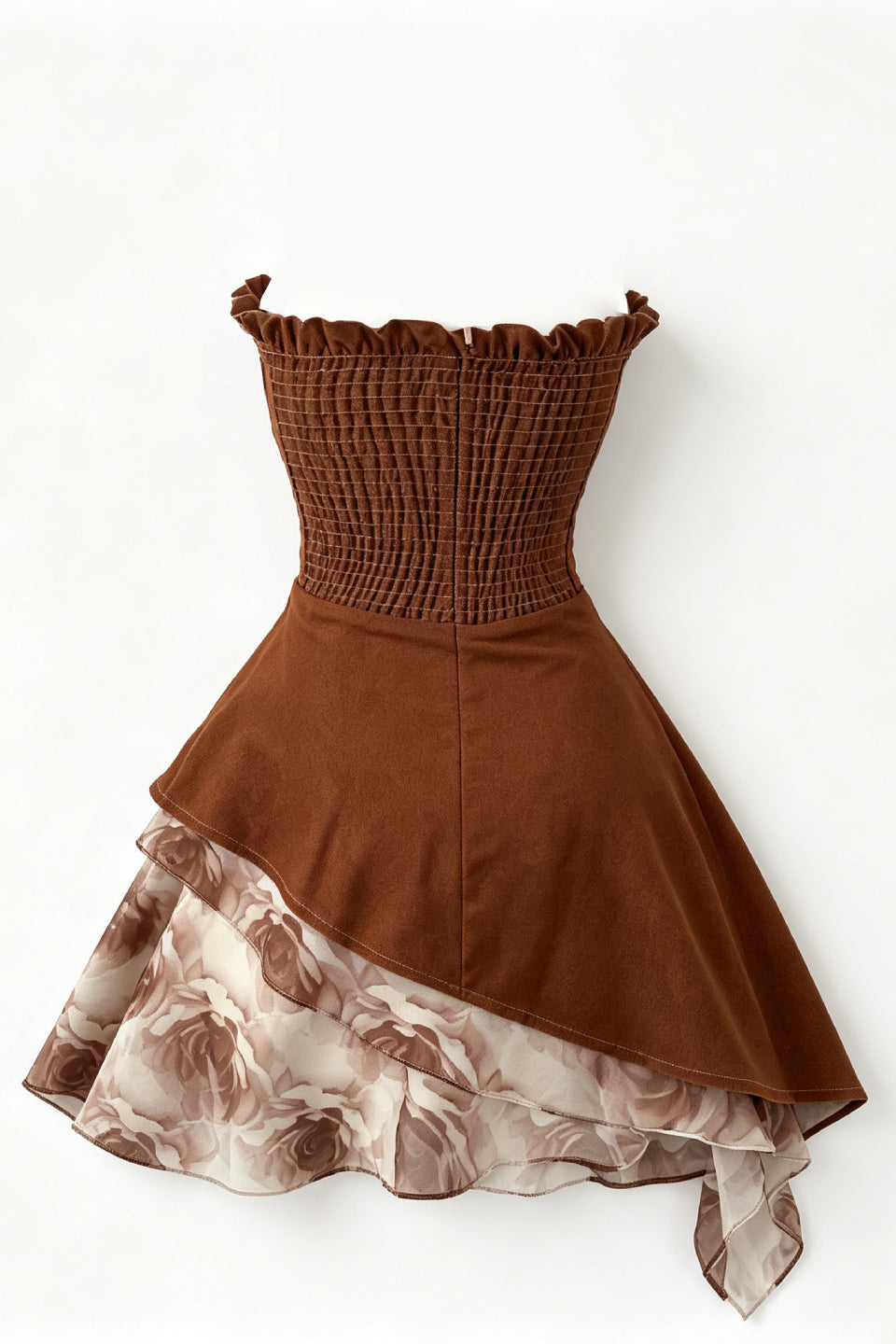 Mocha Floral Denim Mini Dress