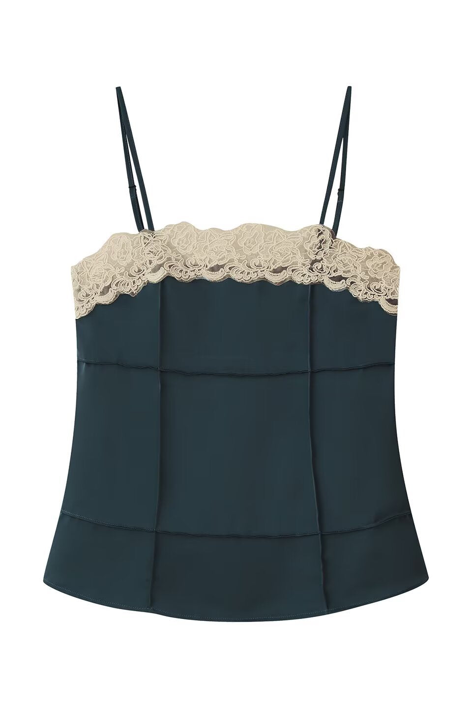 Teal Lace Satin Cami Top