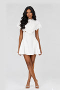 Ivory Floral Cape Mini Dress