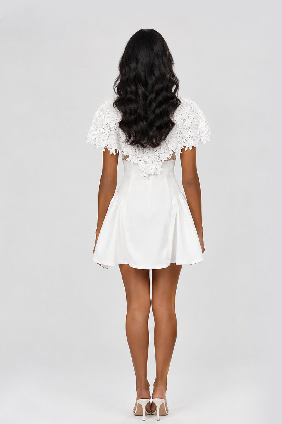 Ivory Floral Cape Mini Dress