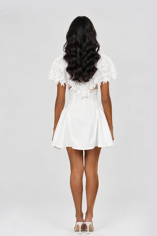 Ivory Floral Cape Mini Dress