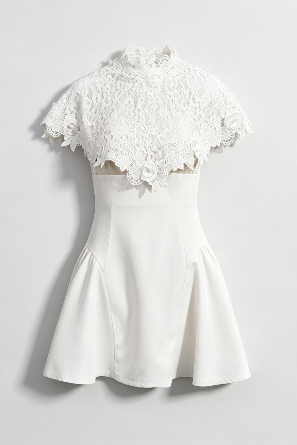 Ivory Floral Cape Mini Dress