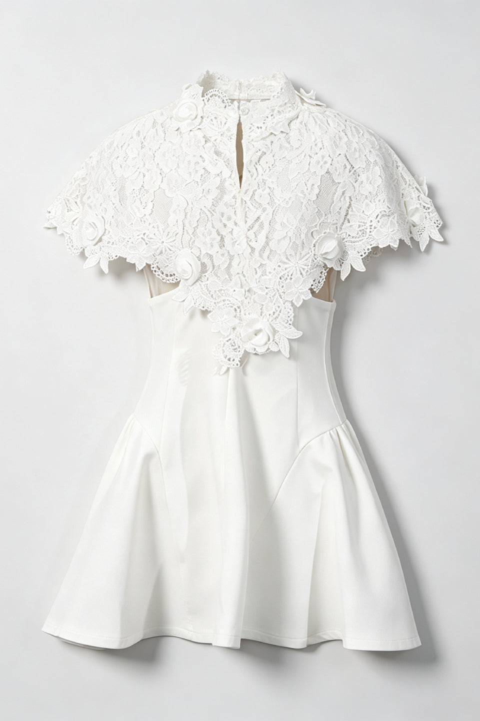 Ivory Floral Cape Mini Dress