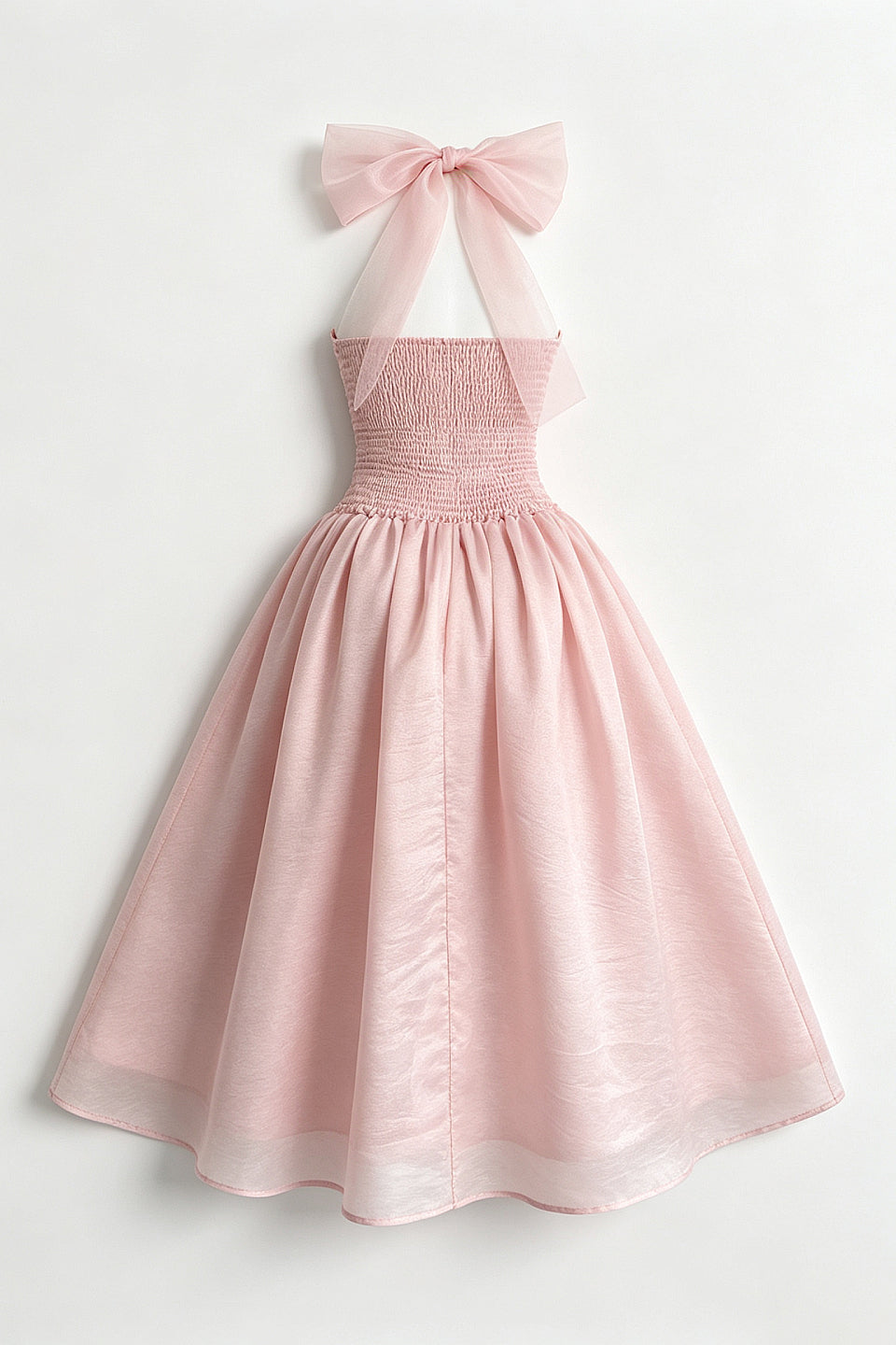 Blush Bow Corset Midi Dress
