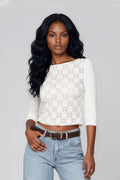 Ivory Geometric Lace Top
