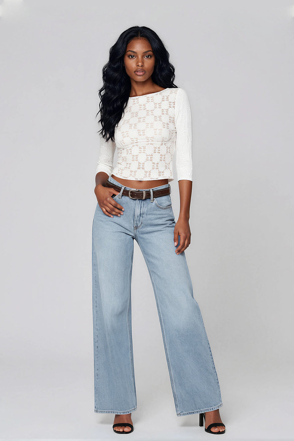 Ivory Geometric Lace Top