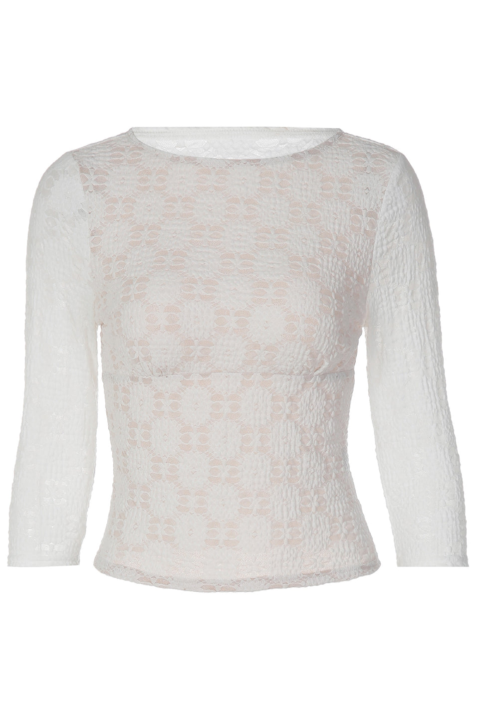 Ivory Geometric Lace Top
