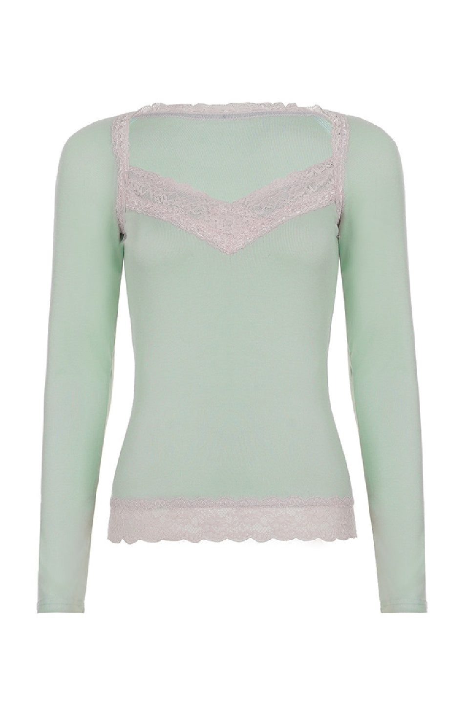 Sage Pink Lace Knit Top