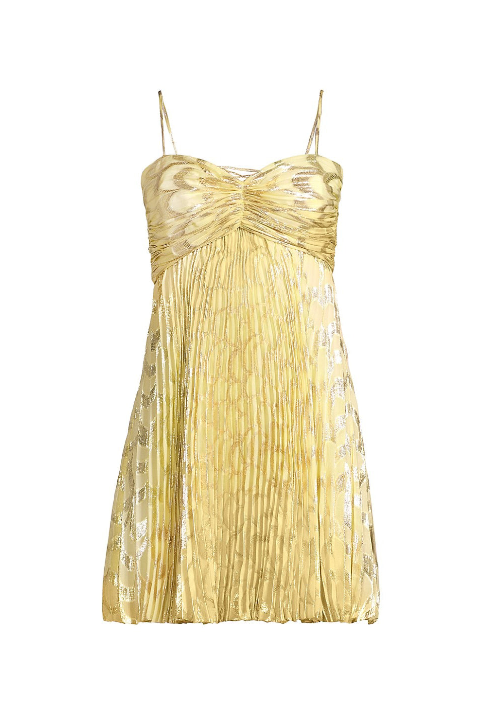 Lemon Foil Lace-Up Mini Dress