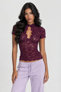 Burgundy Sheer Lace Top