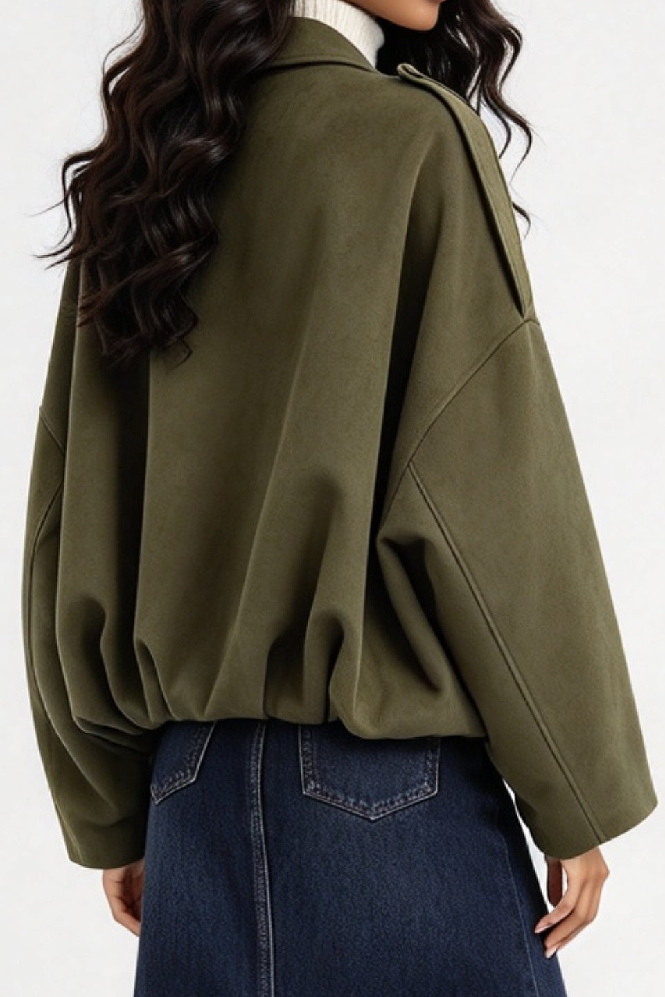 Olive Batwing Suede Jacket