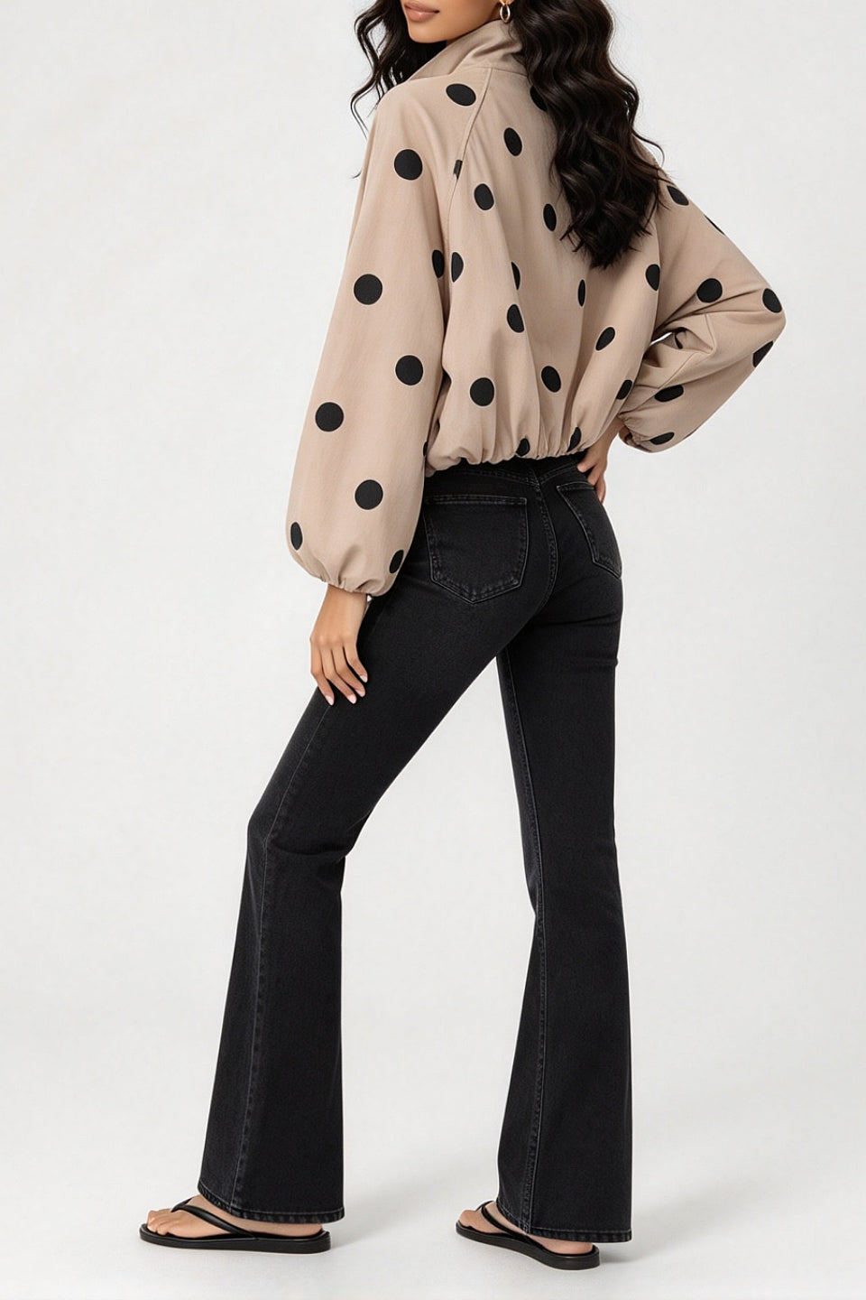 Beige Dot Button Jacket