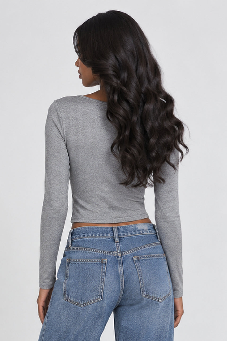 Grey Mint Lace Wrap Top