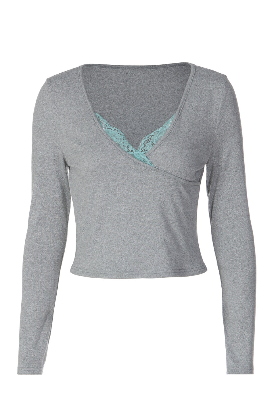 Grey Mint Lace Wrap Top