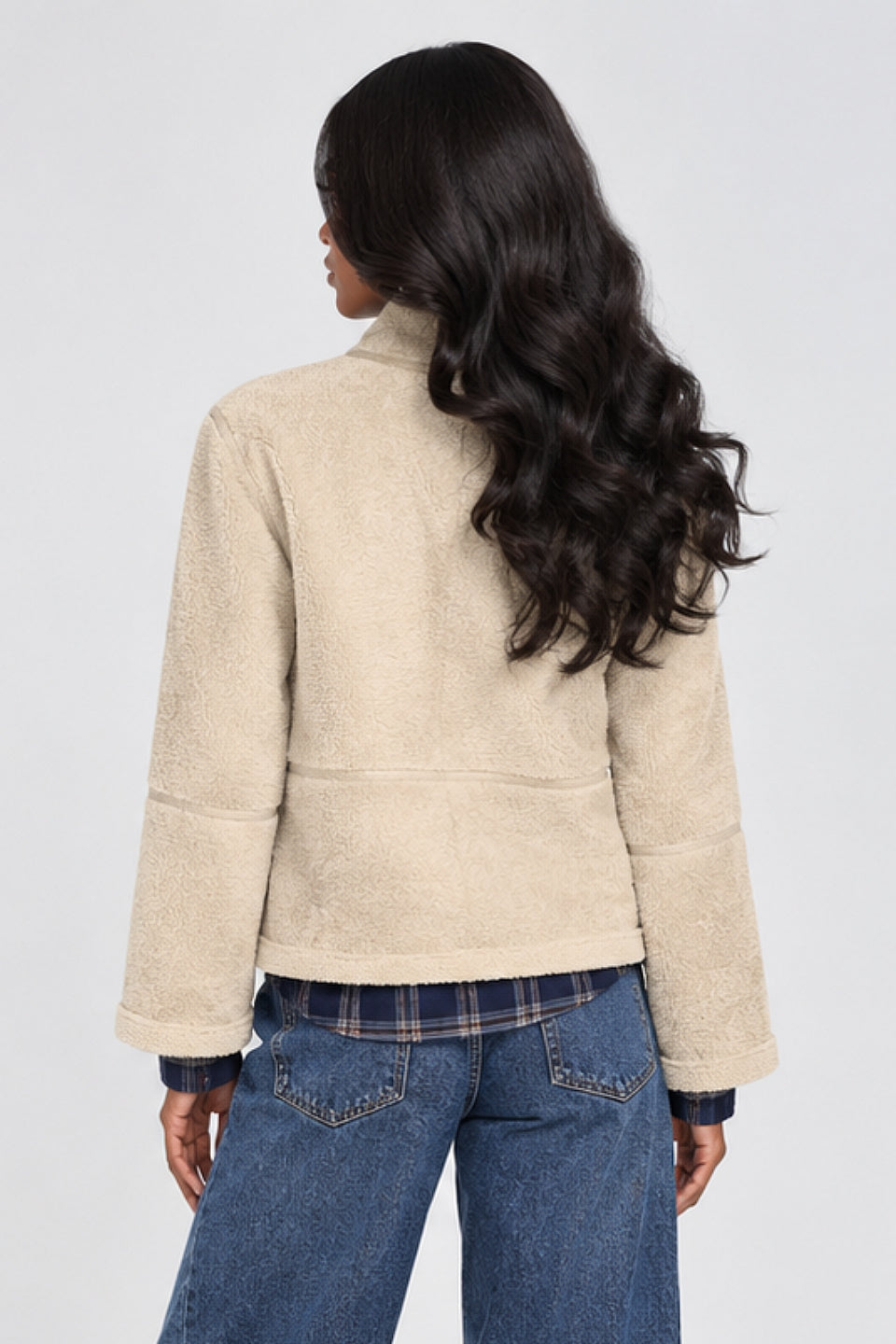 Beige Buckle Shearling Jacket