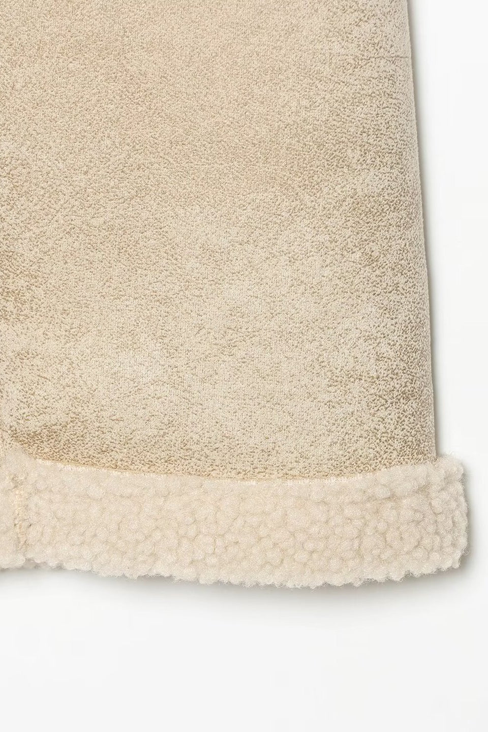 Beige Buckle Shearling Jacket