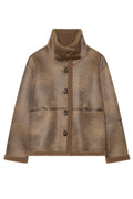 Mocha Buckle Shearling Jacket