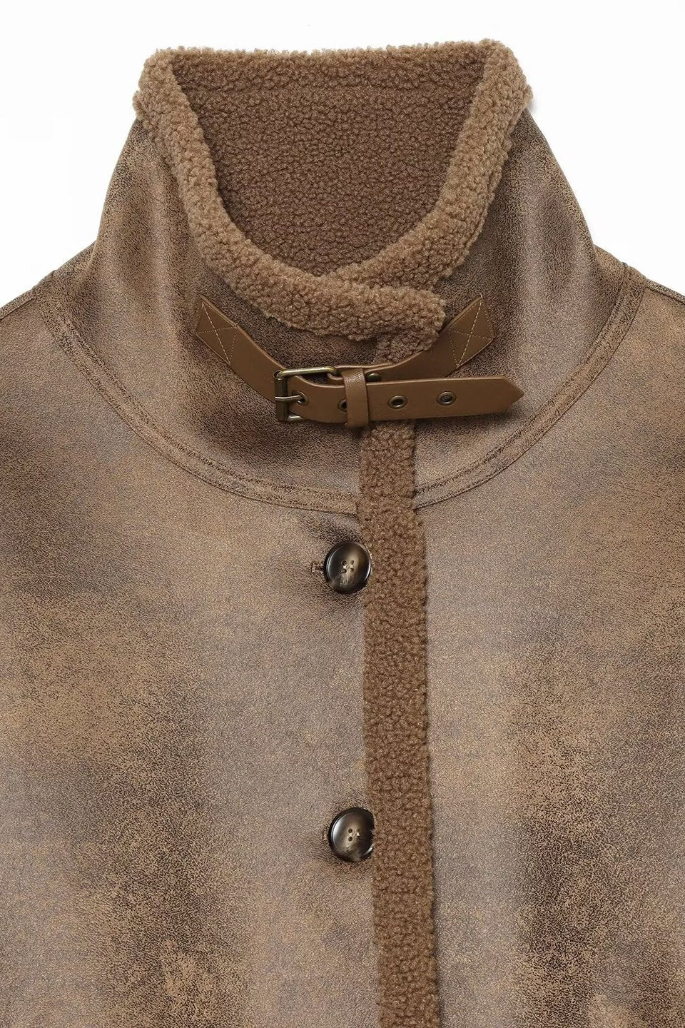 Mocha Buckle Shearling Jacket
