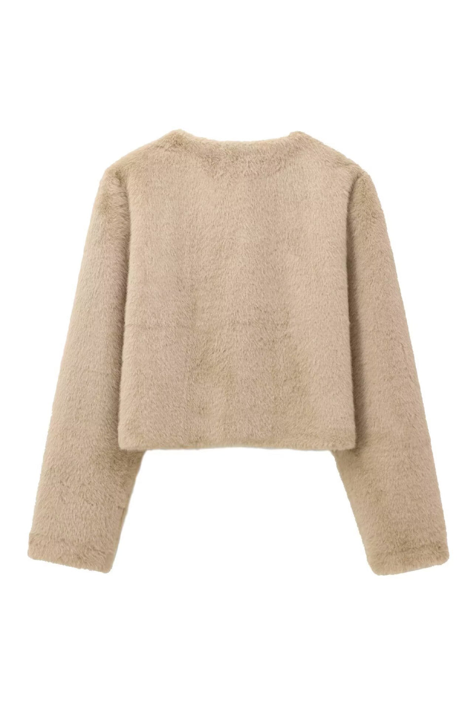 Khaki Soft Fur Cropped Jacket