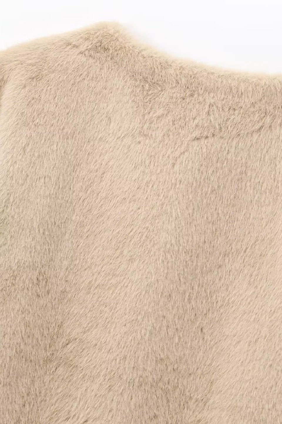 Khaki Soft Fur Cropped Jacket