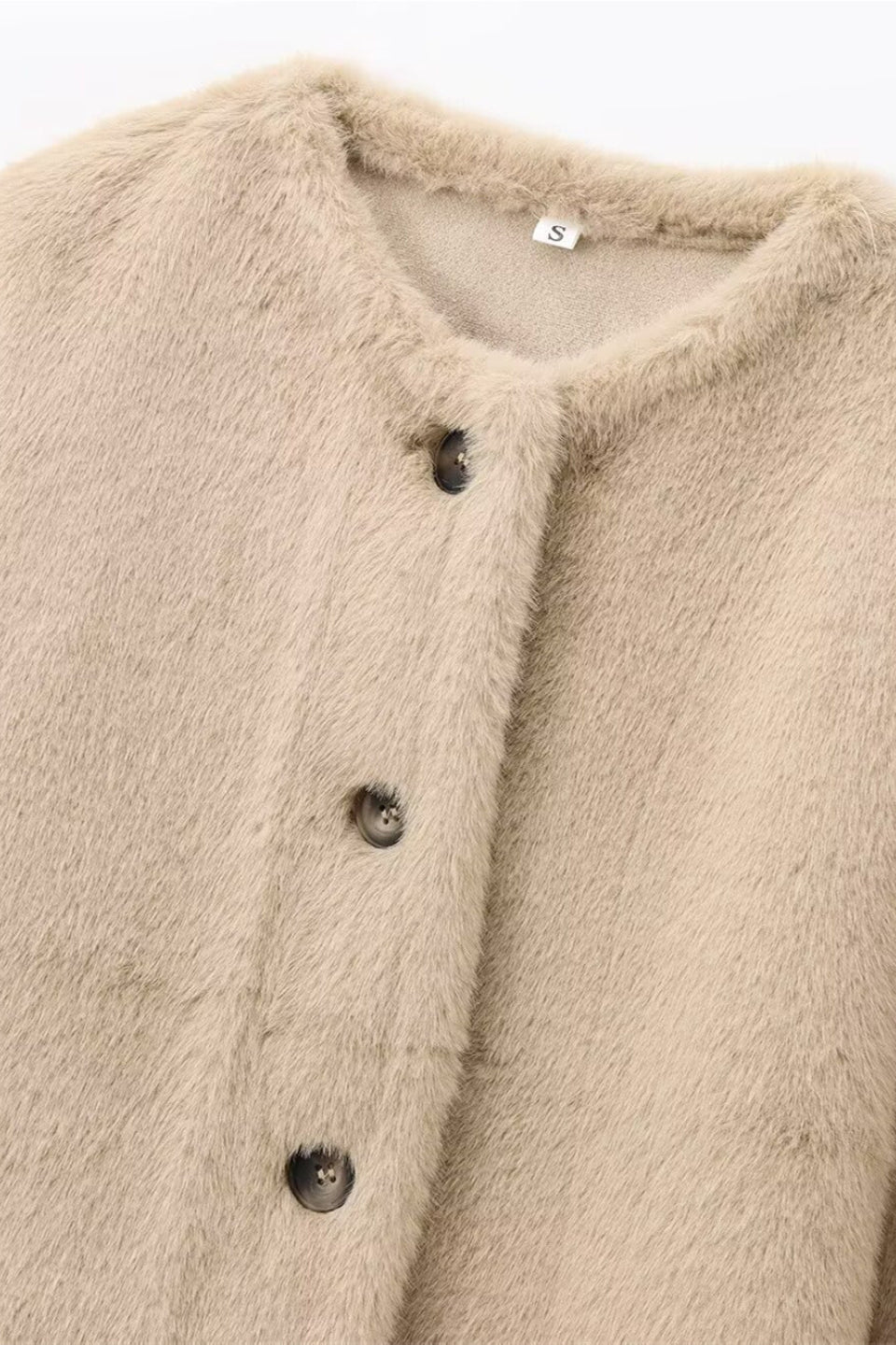 Khaki Soft Fur Cropped Jacket