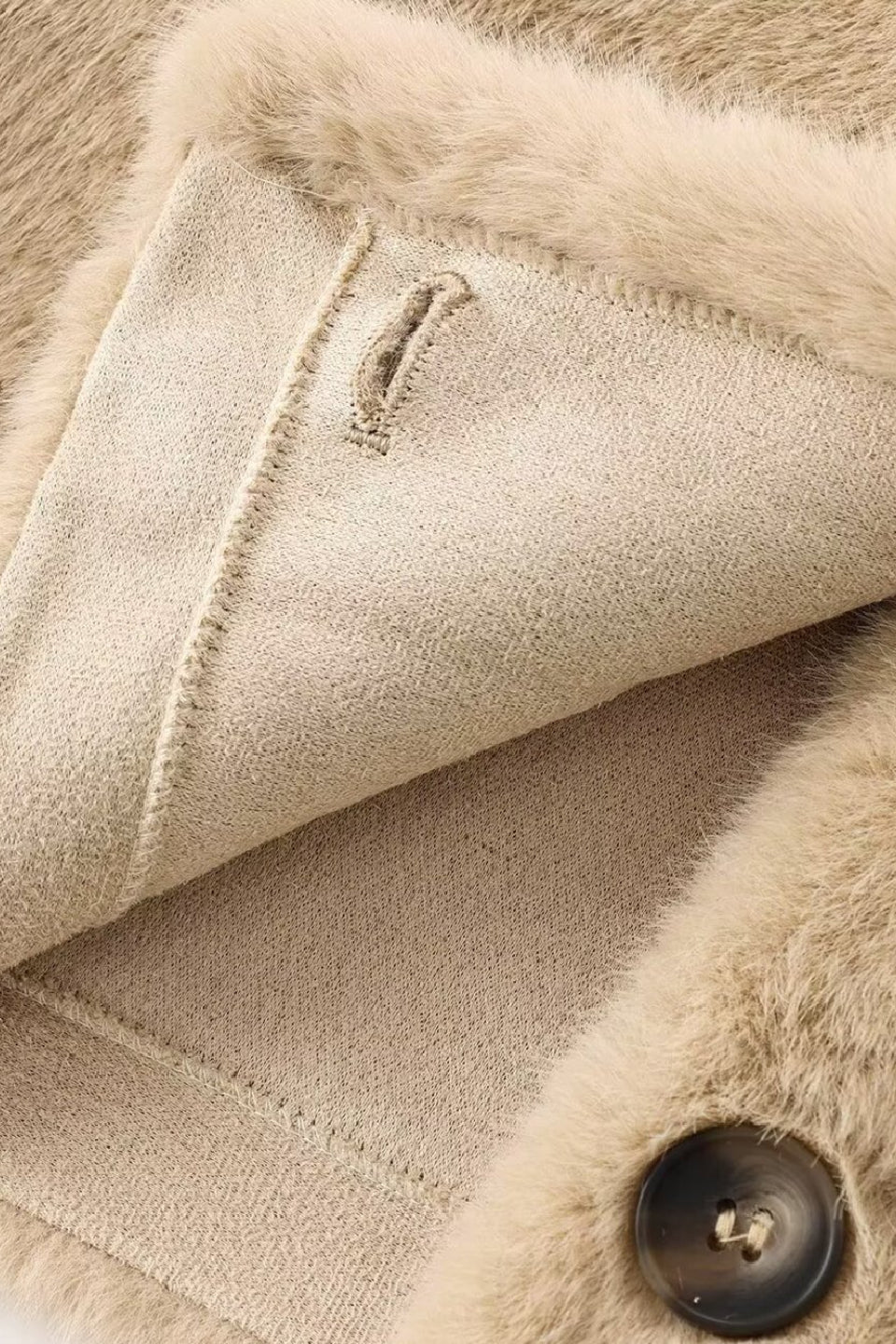 Khaki Soft Fur Cropped Jacket