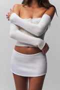 White Ruched Mini Skirt