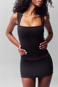 Black Ruched Mini Skirt
