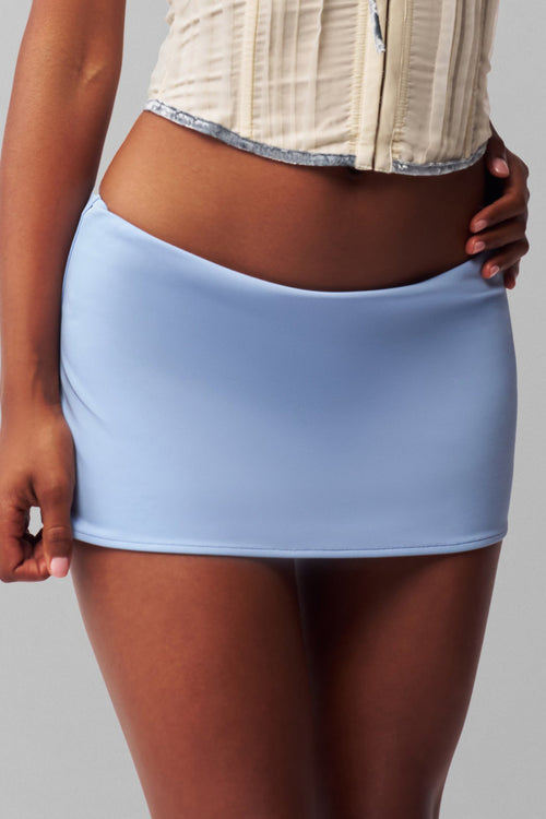 Blue Ruched Mini Skirt